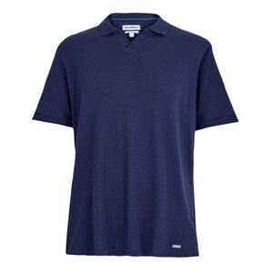 Threadbare Mens Ribbed Regular Polo Shirt / Navy